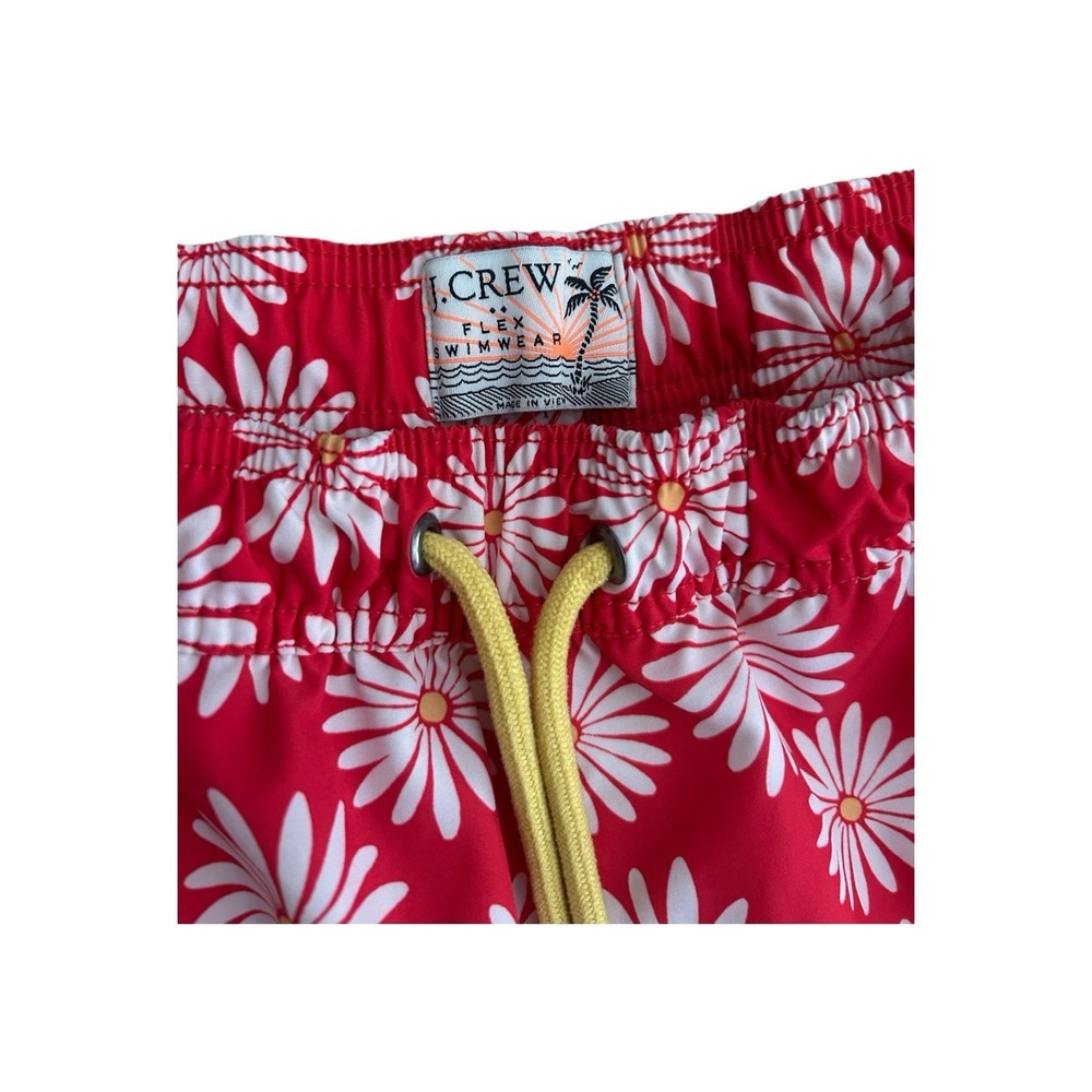 J. Crew Men's Printed Swim Trunk - California Poppy White Small 5" - Picture 2 of 7